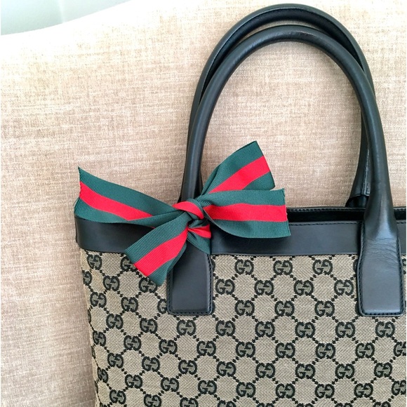 Authentic Gucci black grey monogram canvas tote bag - Picture 2 of 16